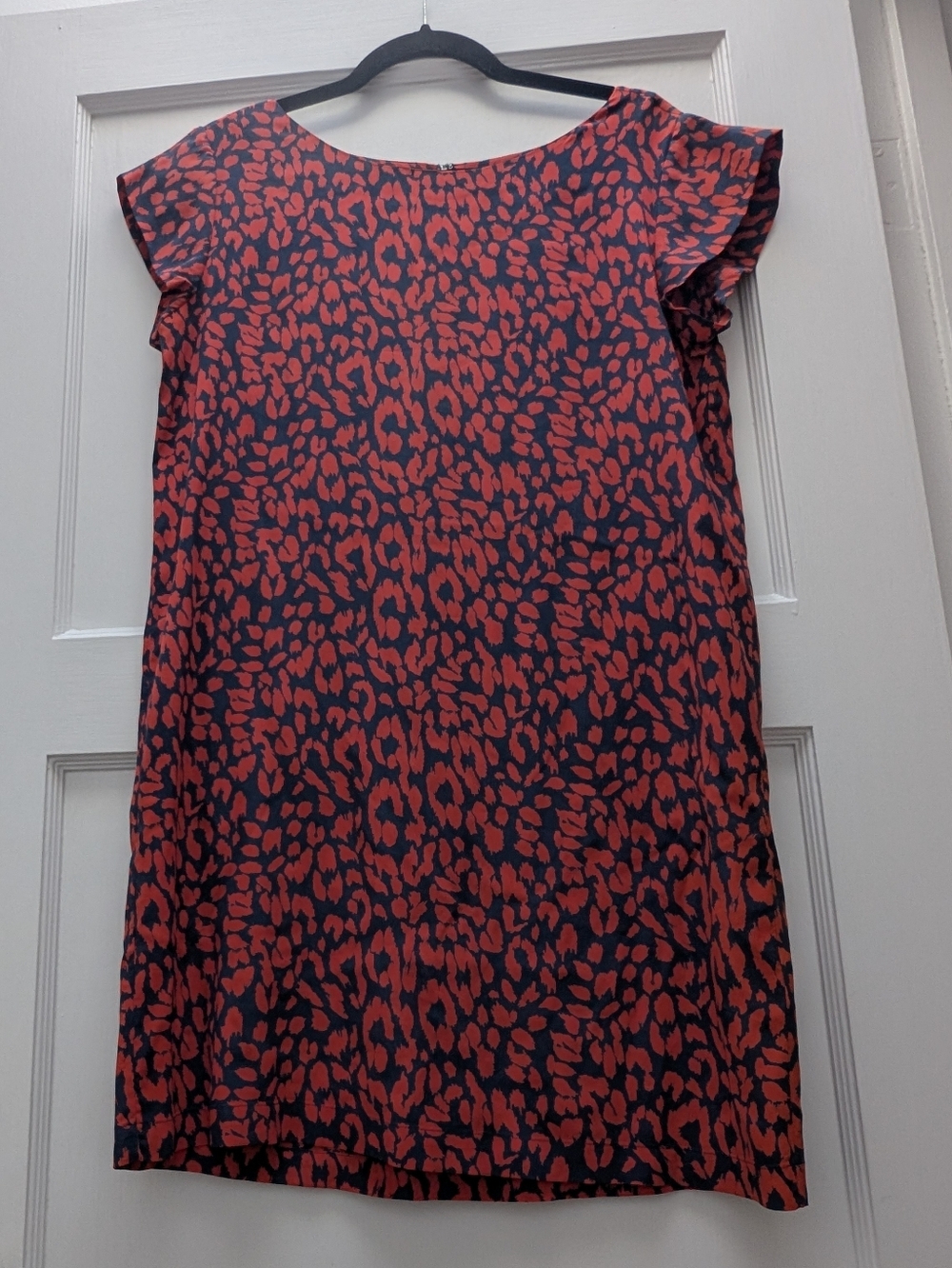 Joie Red and Navy Leopard Silk Dress